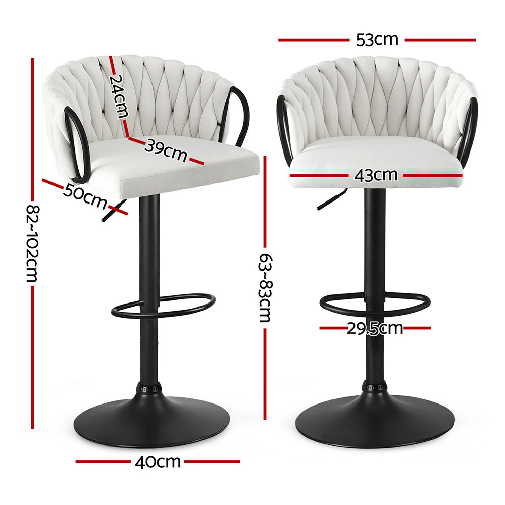 VELVET Bar Stool x 2 - Ivory