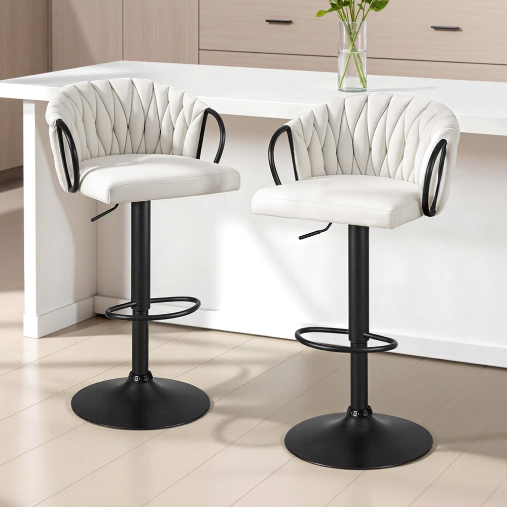 VELVET Bar Stool x 2 - Ivory