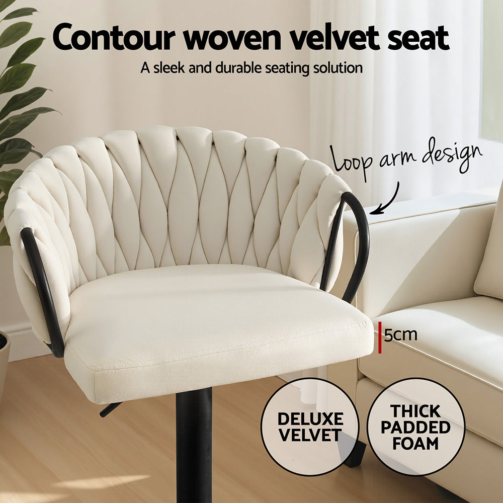 VELVET Bar Stool x 4 - Ivory