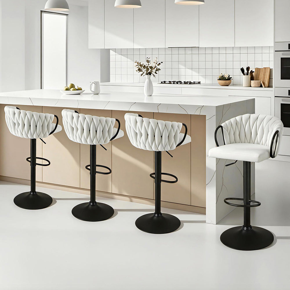 VELVET Bar Stool x 4 - Ivory