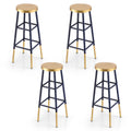 Artiss 4x Bar Stools Metal Gold Navy