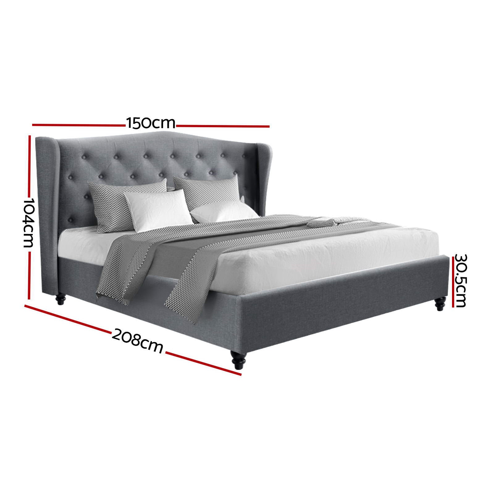 PIER Light Grey Bed Frame - Double