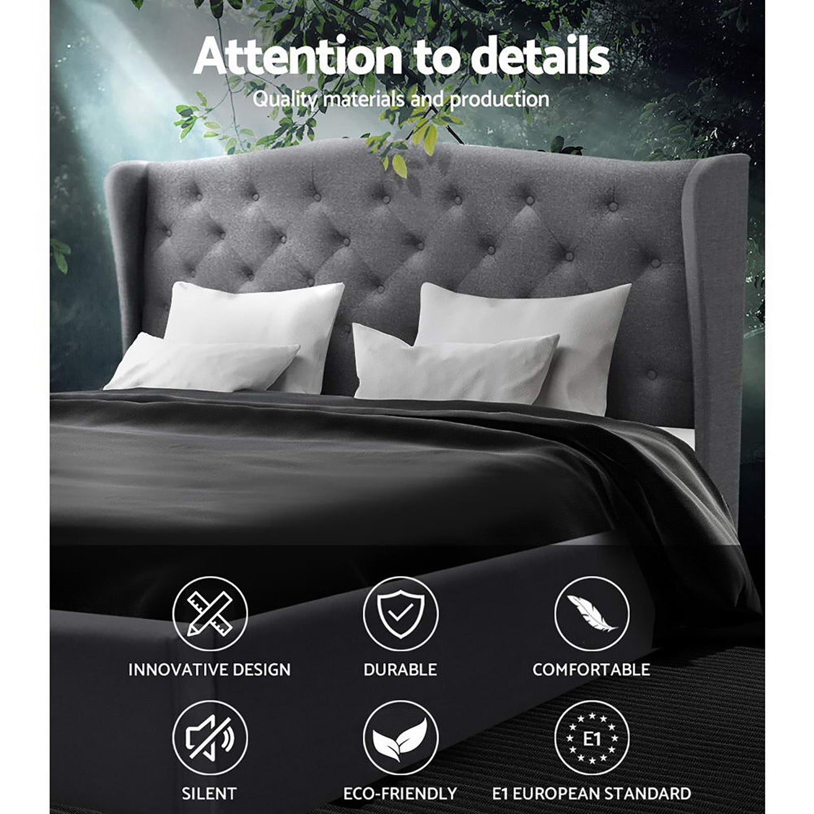 PIER Light Grey Bed Frame - Double