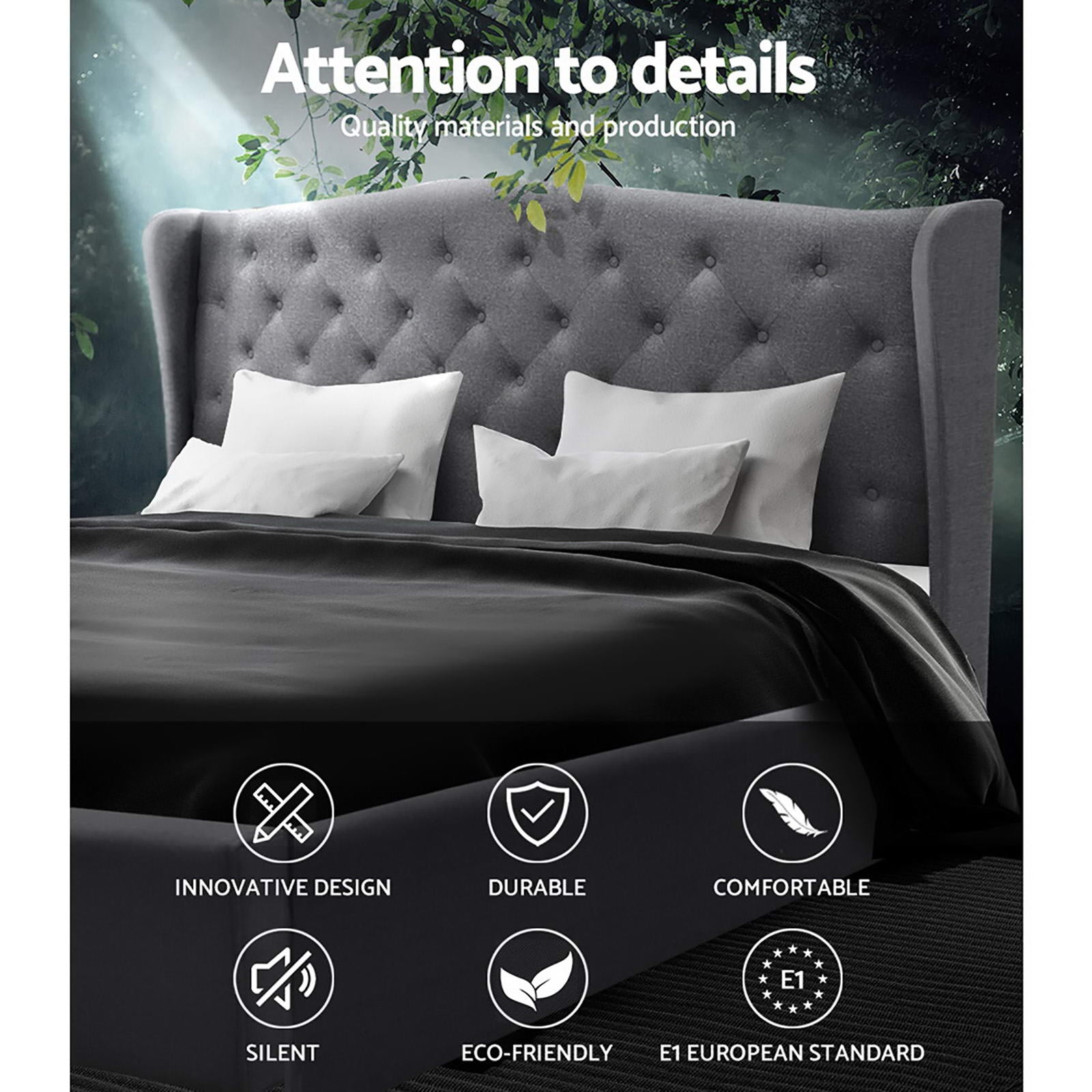 PIER Light Grey Bed Frame - King