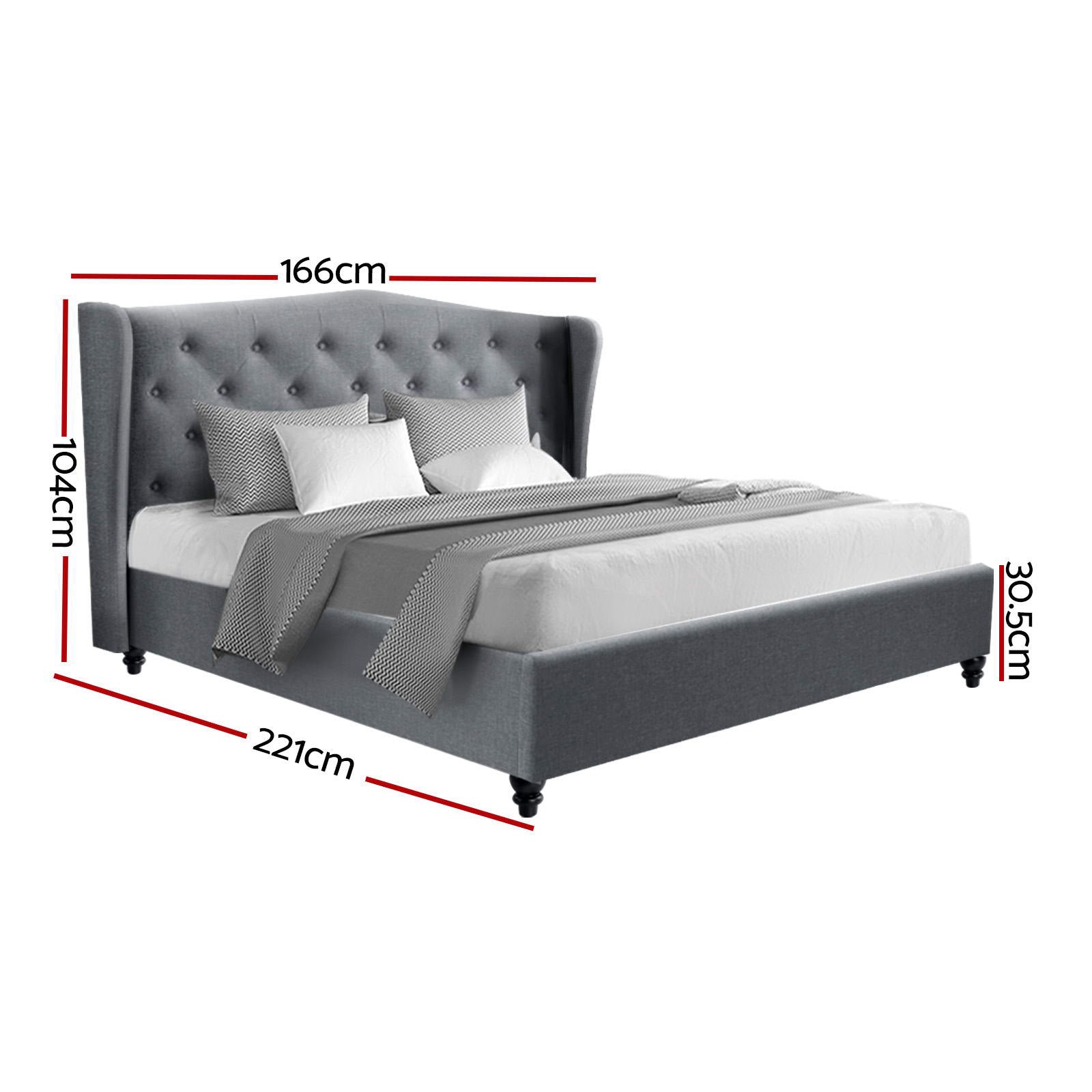 PIER Light Grey Bed Frame - Queen