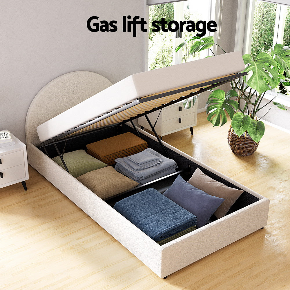ELLA Bed Frame with Gas Lift Storage - King Single