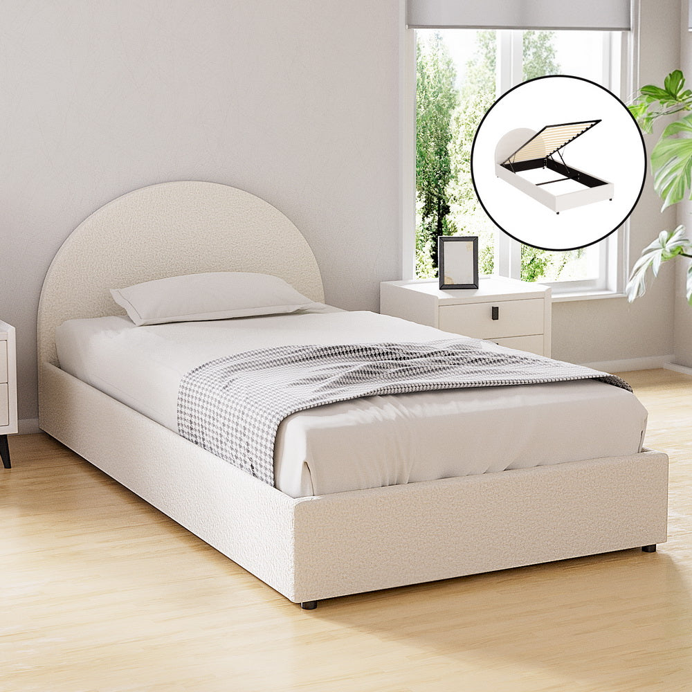 ELLA Bed Frame with Gas Lift Storage - King Single