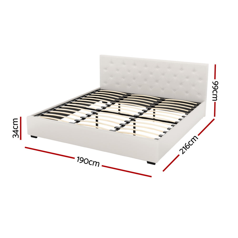 VILA Gas Lift Bed Frame - King, Beige