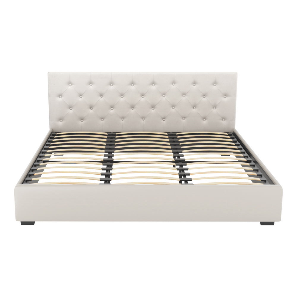 VILA Gas Lift Bed Frame - King, Beige