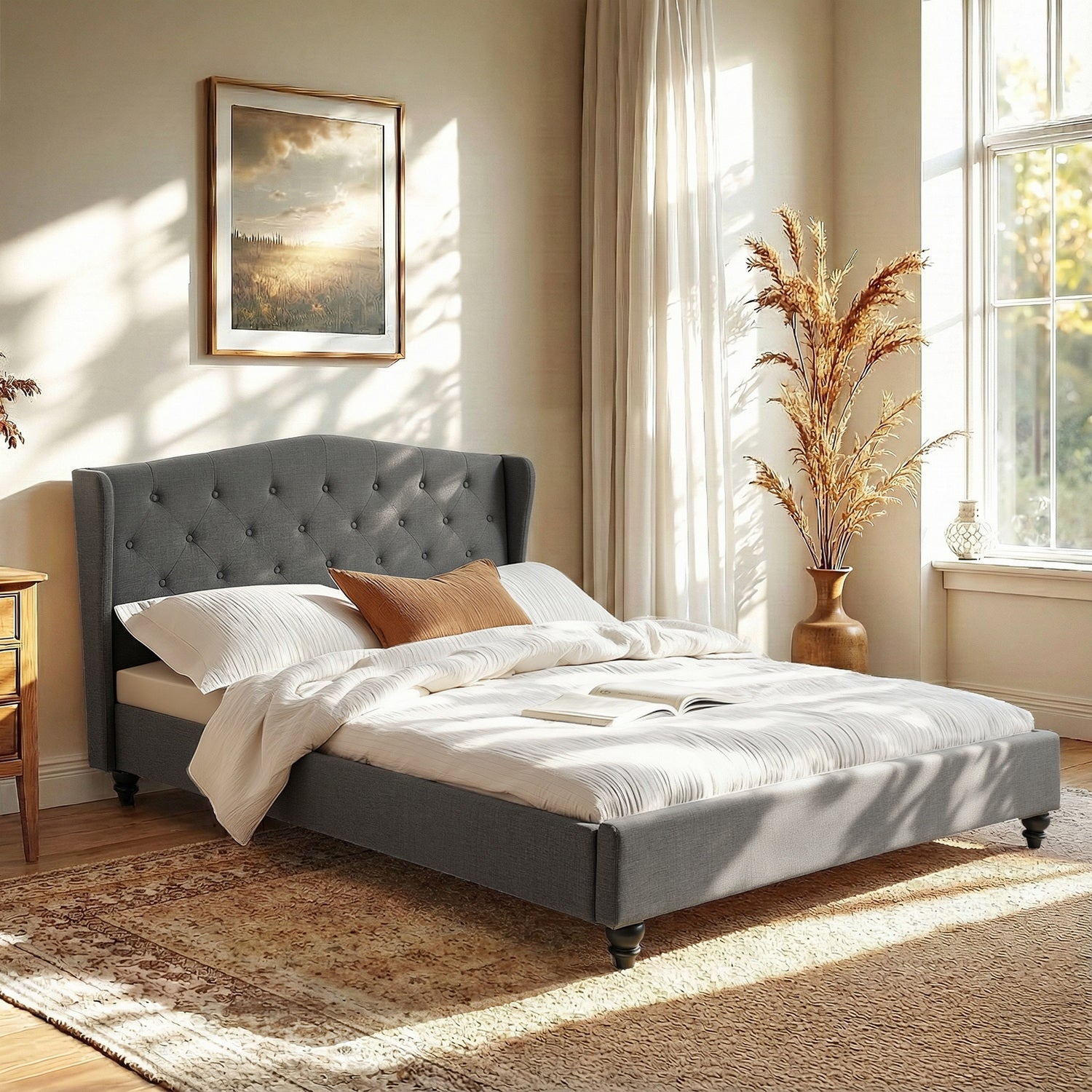 PIER Grey Bed Frame - Queen