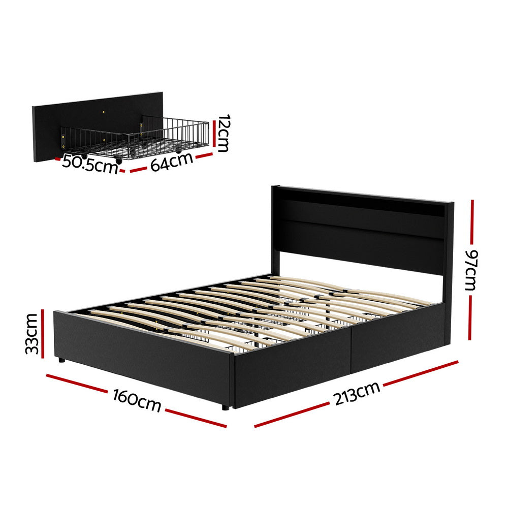 DUNN Bed Frame - Queen, Black