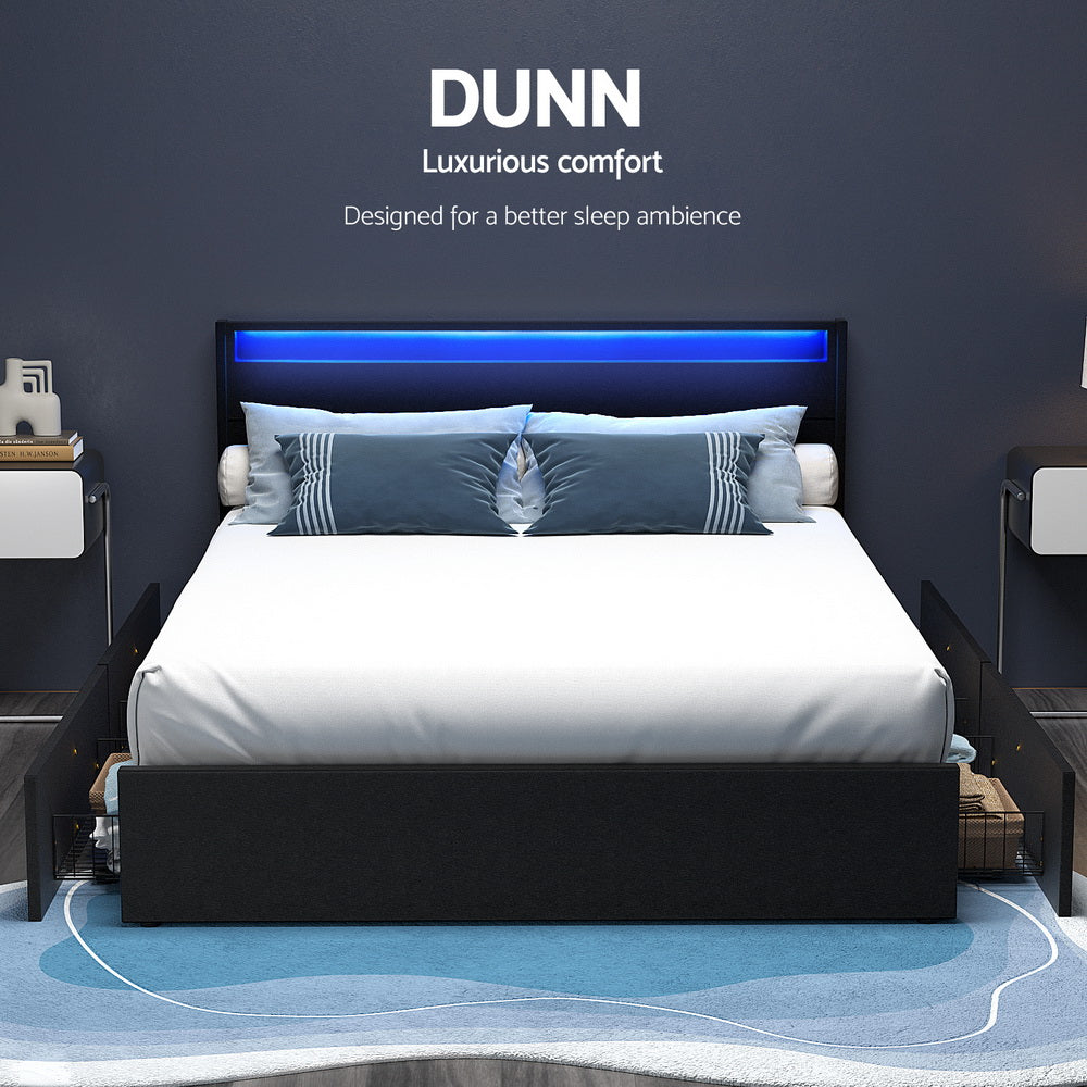 DUNN Bed Frame - Queen, Black