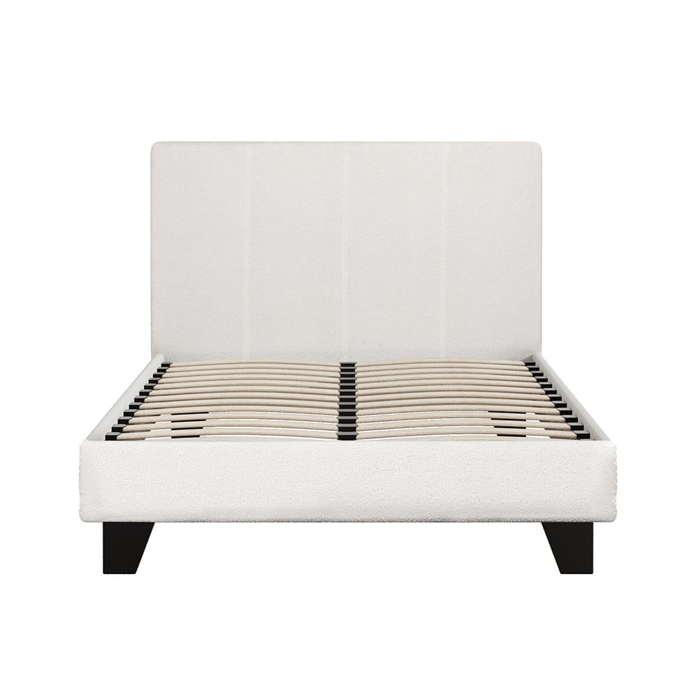 NEO Boucle Fabric Bed Frame - King Single, White
