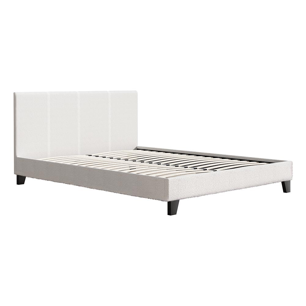 NEO Boucle Fabric Bed Frame - Queen Size, White