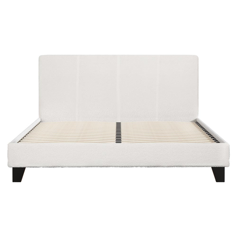 NEO Boucle Fabric Bed Frame - Queen Size, White