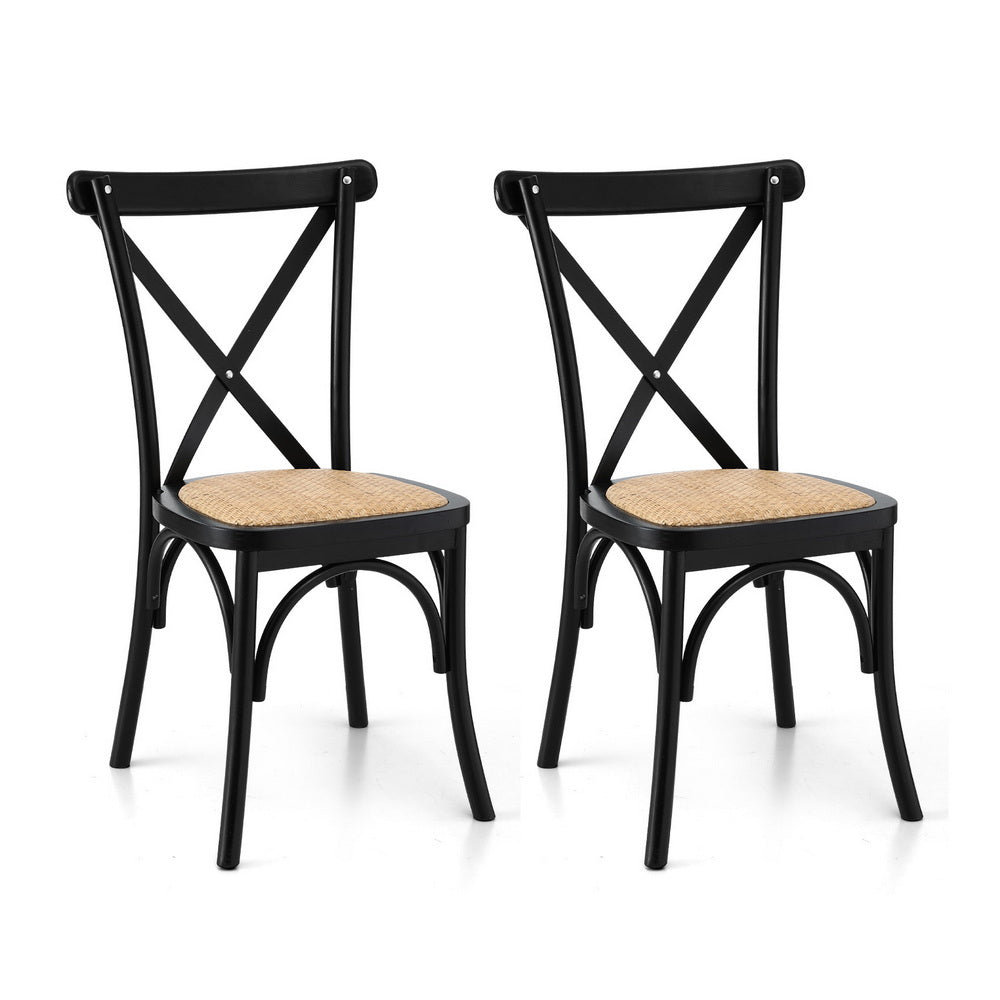 CRUX Rattan Dining Chairs, Set of 2 - Black
