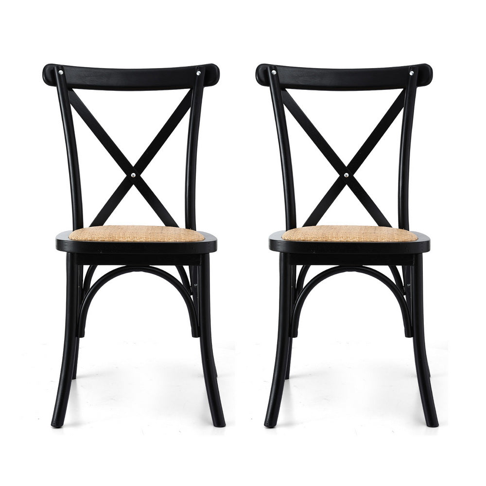 CRUX Rattan Dining Chairs, Set of 2 - Black