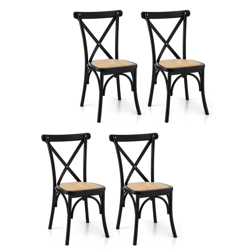 CRUX Rattan Dining Chairs, Set of 4 - Black