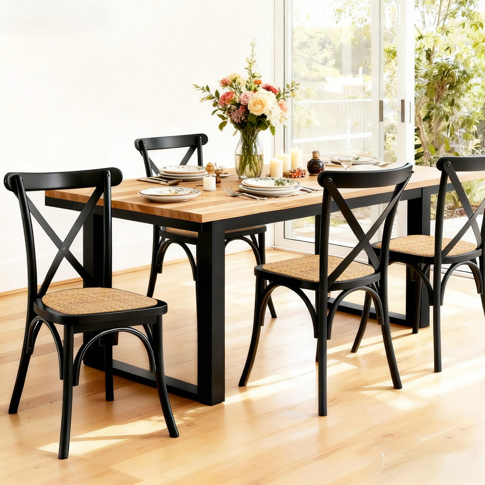 CRUX Rattan Dining Chairs, Set of 4 - Black