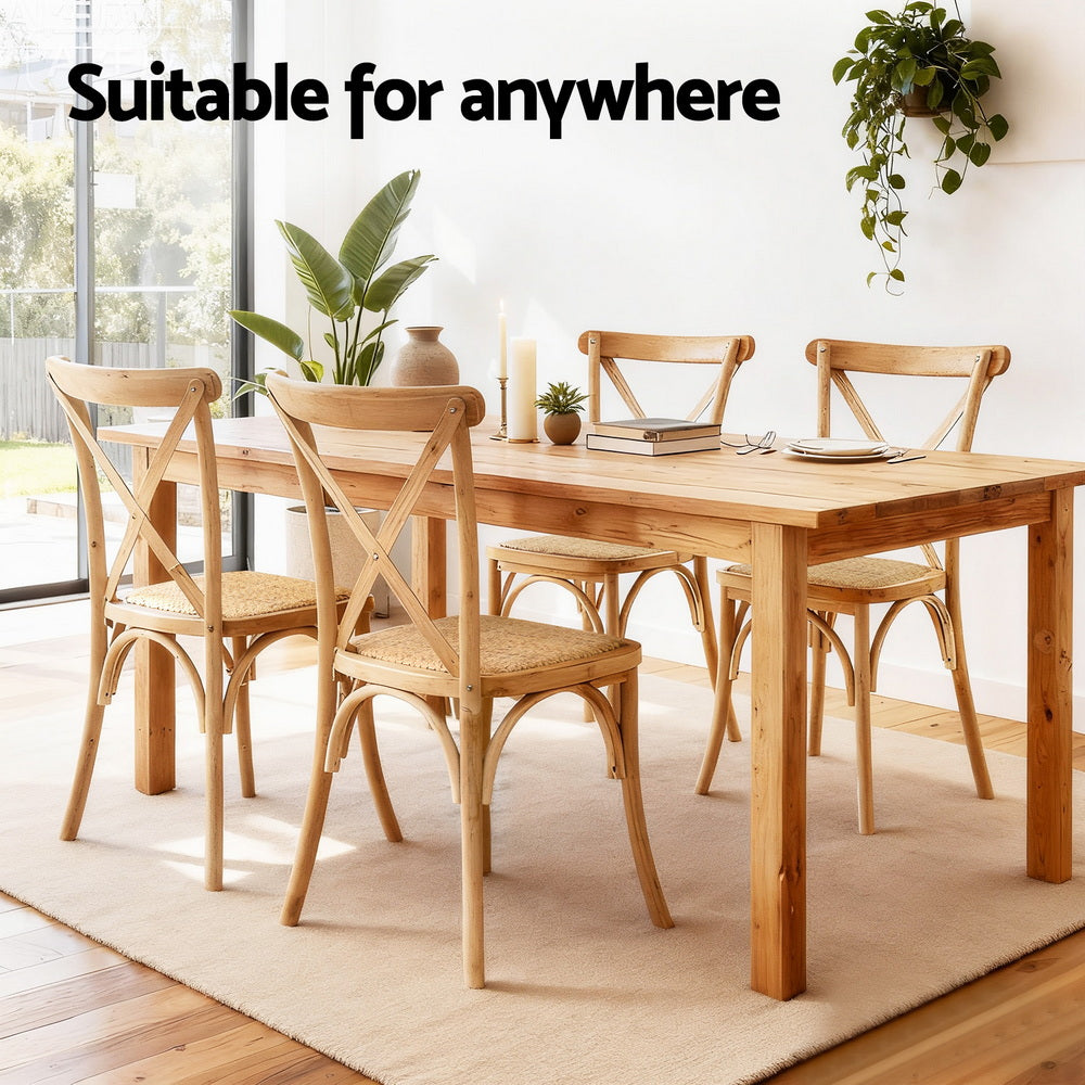 CRUX Rattan Dining Chairsm Sets of 4 - Natural