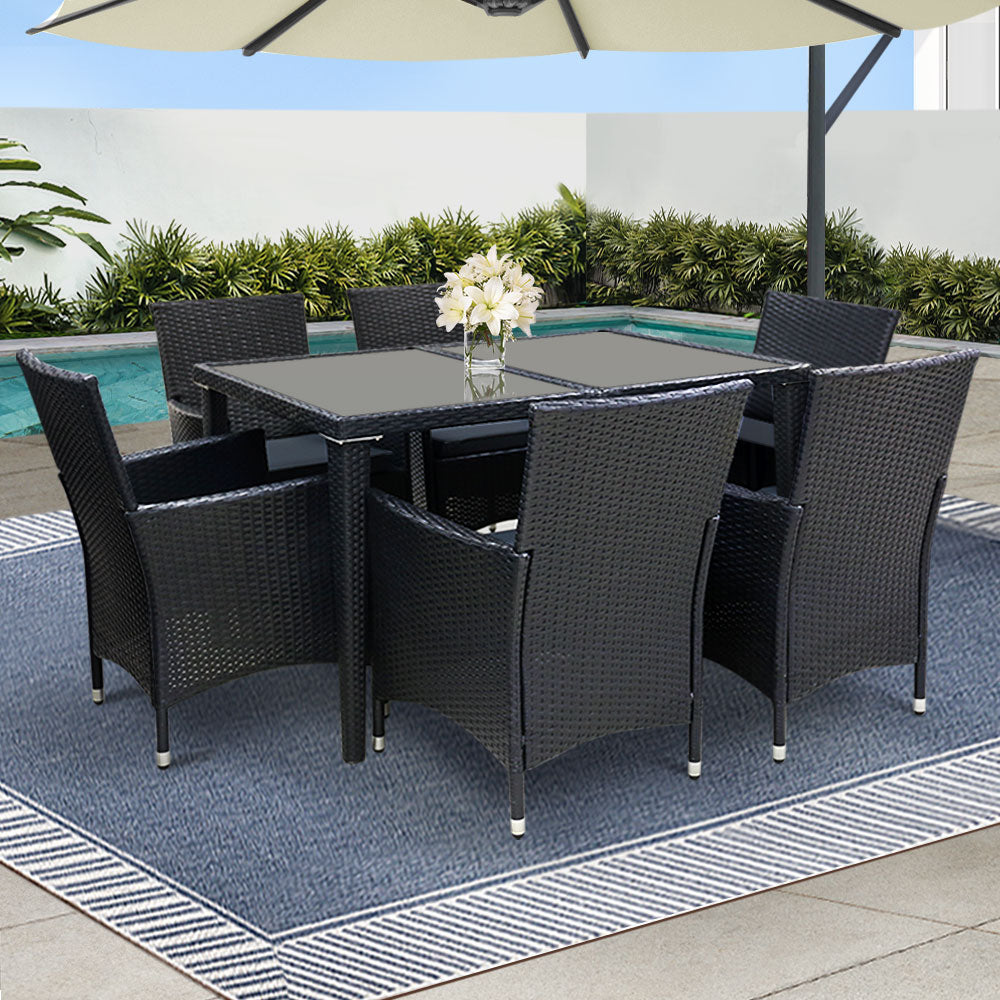 Gardeon Outdoor 7 Piece Dining Set - Black