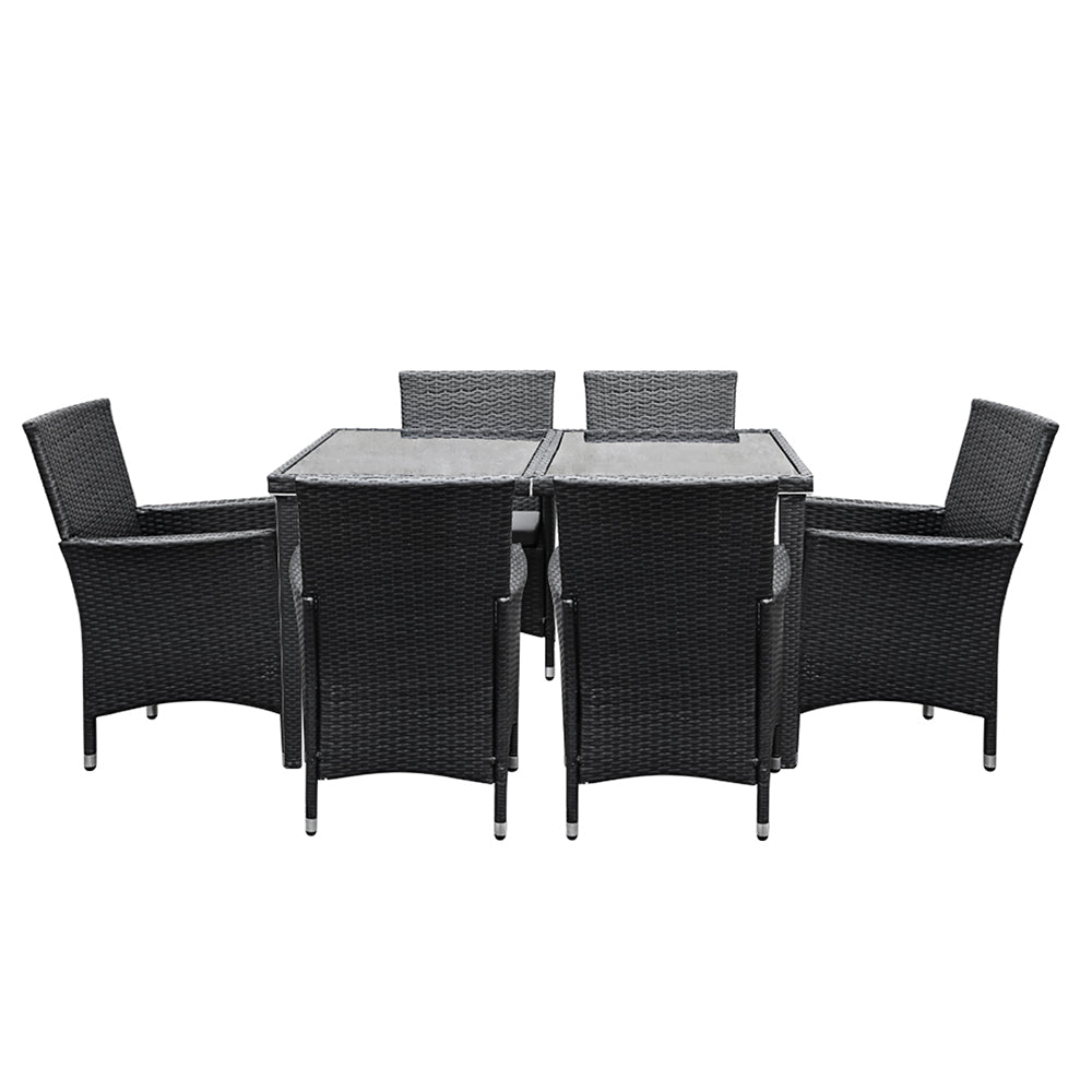 Gardeon Outdoor 7 Piece Dining Set - Black