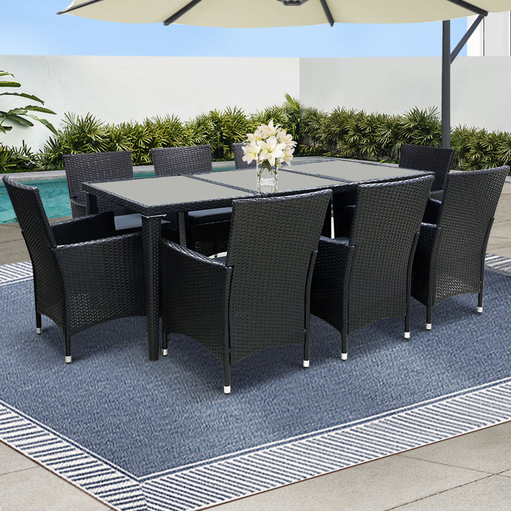 Gardeon Outdoor 9 Piece Dining Set - Black