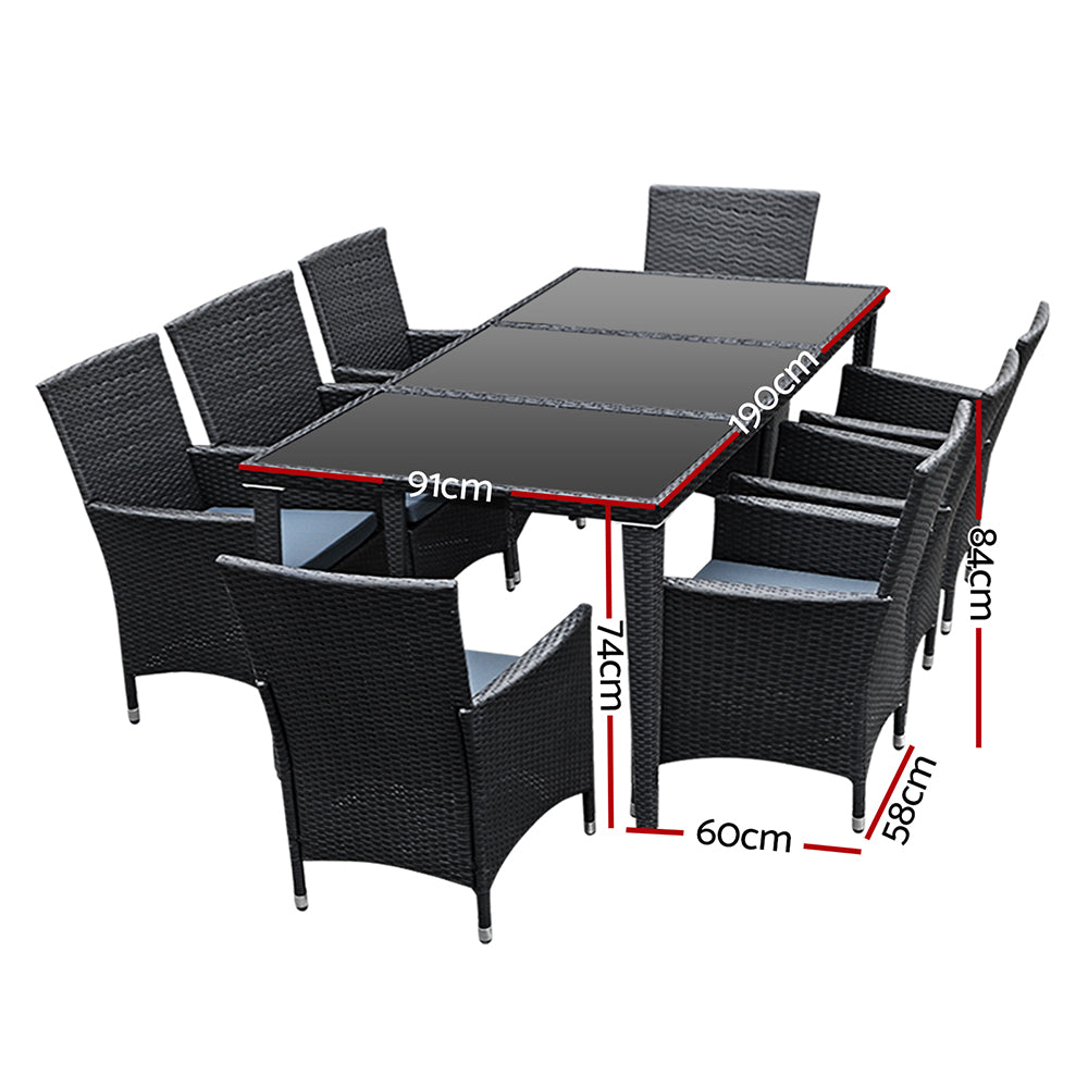 Gardeon Outdoor 9 Piece Dining Set - Black
