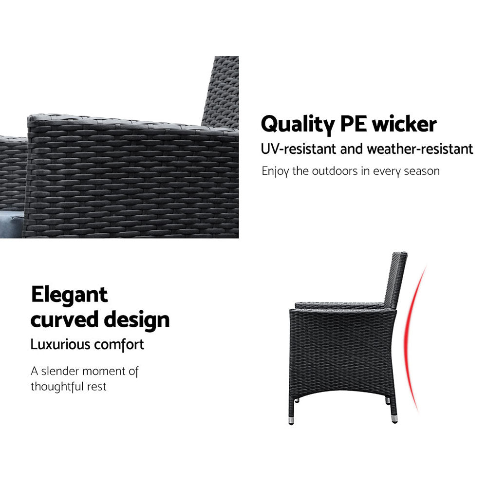 Gardeon Outdoor 9 Piece Dining Set - Black