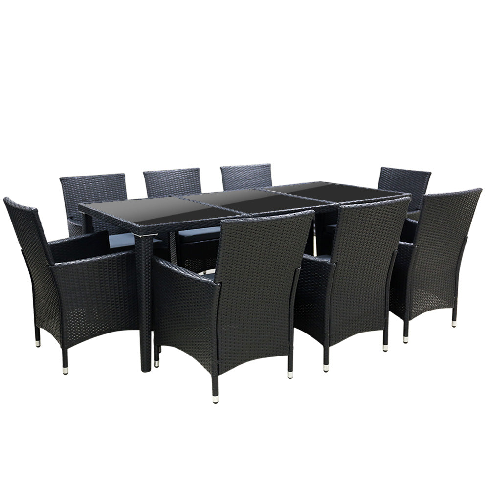 Gardeon Outdoor 9 Piece Dining Set - Black