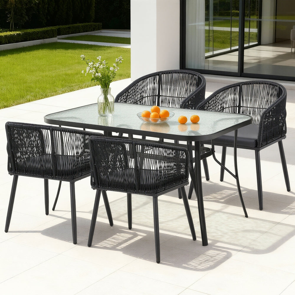 Gardeon 5PC Outdoor Dining Set - Black