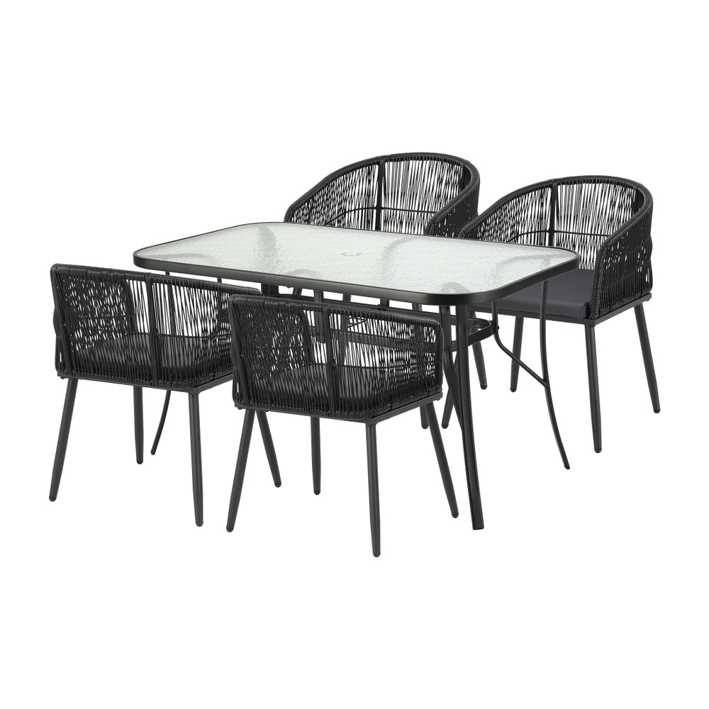 Gardeon 5PC Outdoor Dining Set - Black