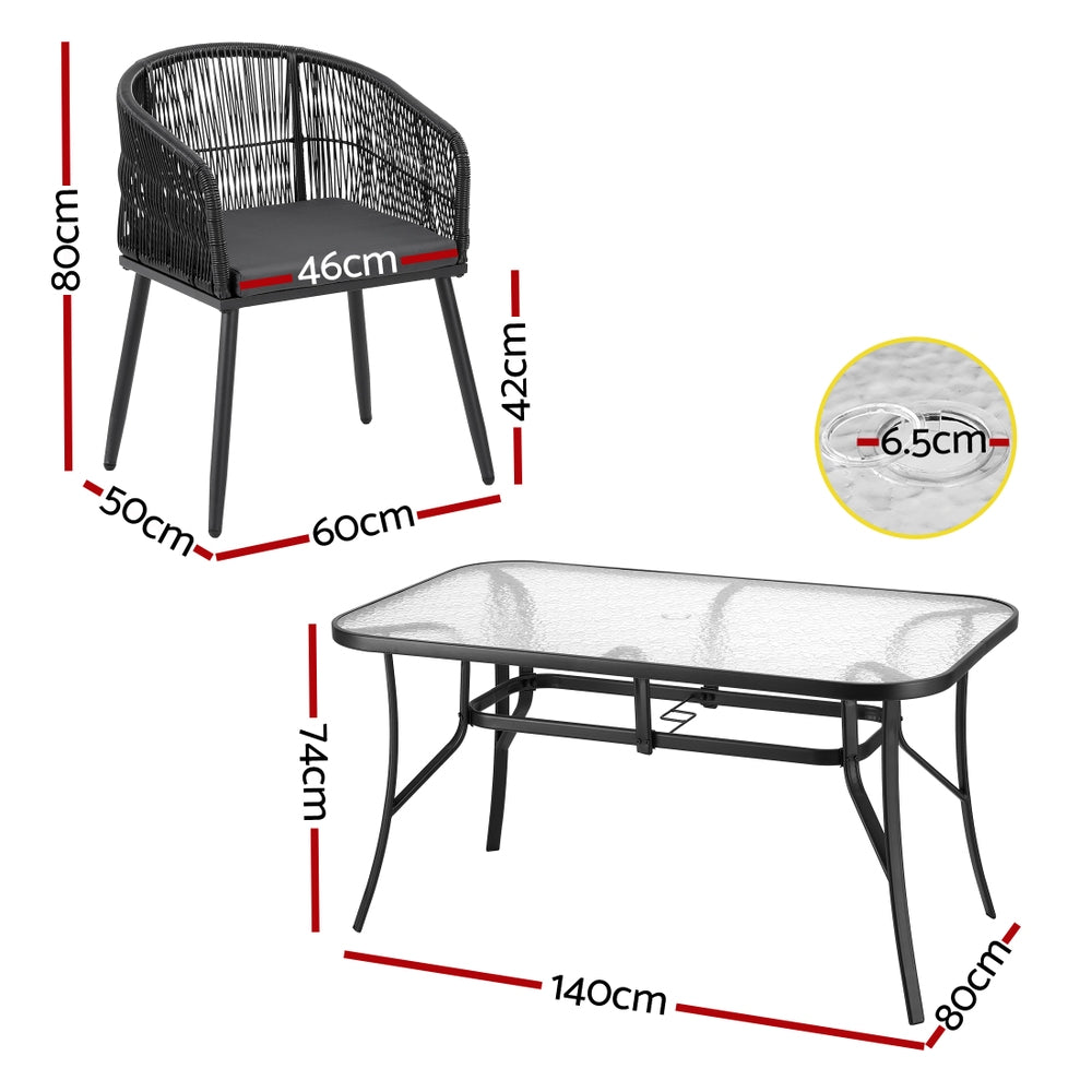 Gardeon 5PC Outdoor Dining Set - Black