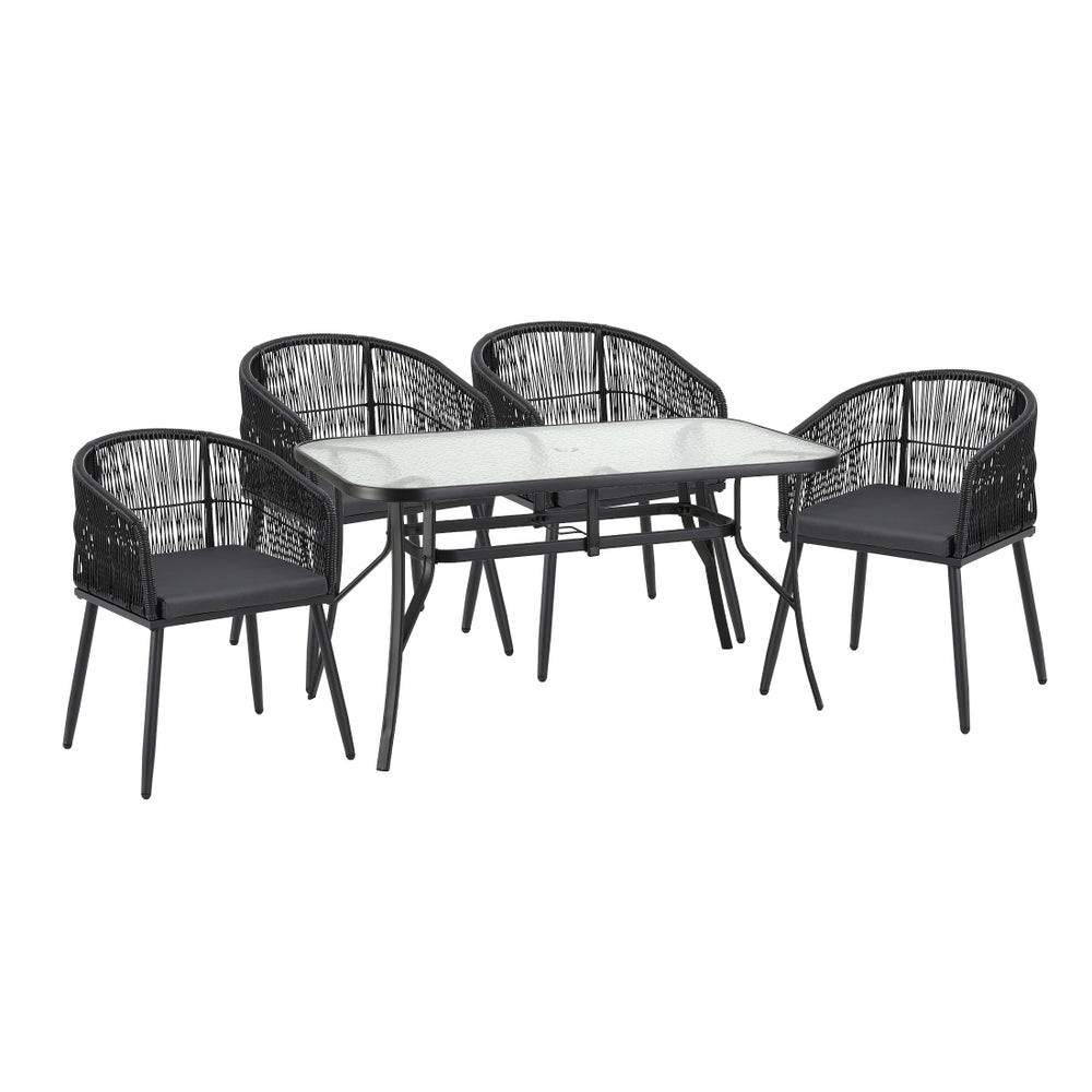 Gardeon 5PC Outdoor Dining Set - Black