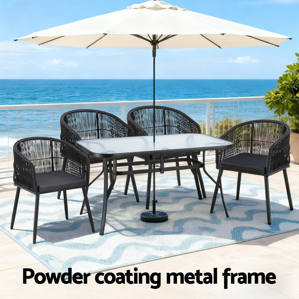 Gardeon 5PC Outdoor Dining Set - Black