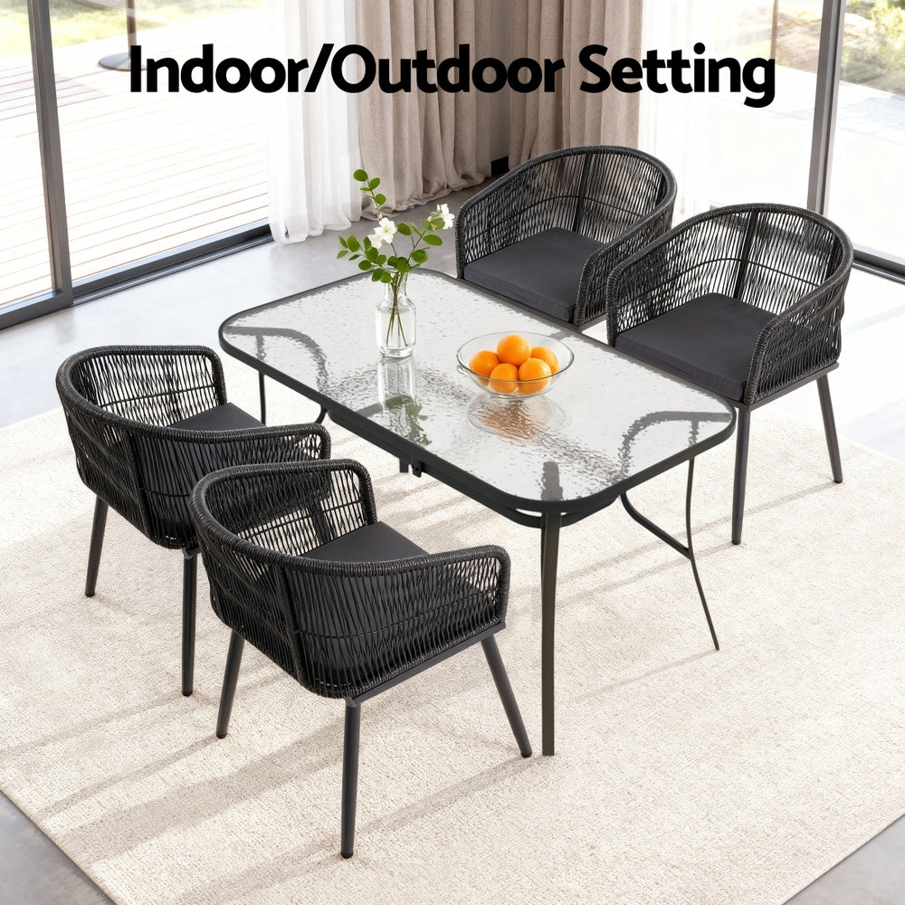 Gardeon 5PC Outdoor Dining Set - Black
