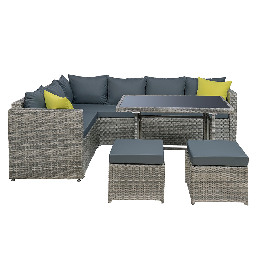 Gardeon Outdoor Sofa Dining Set - Grey