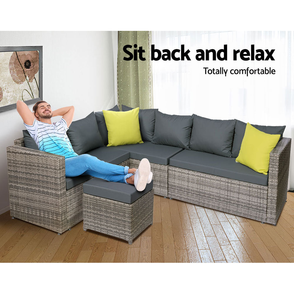 Gardeon Outdoor Sofa Dining Set - Grey