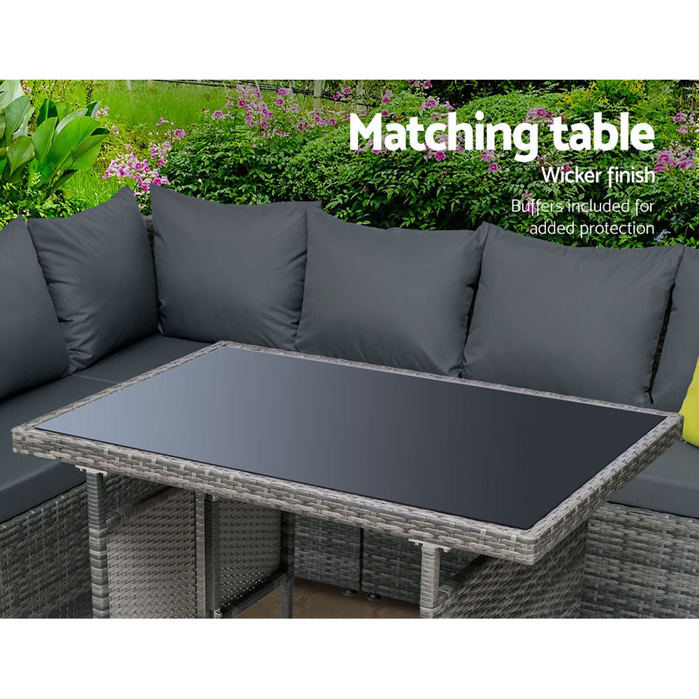 Gardeon Outdoor Sofa Dining Set - Grey