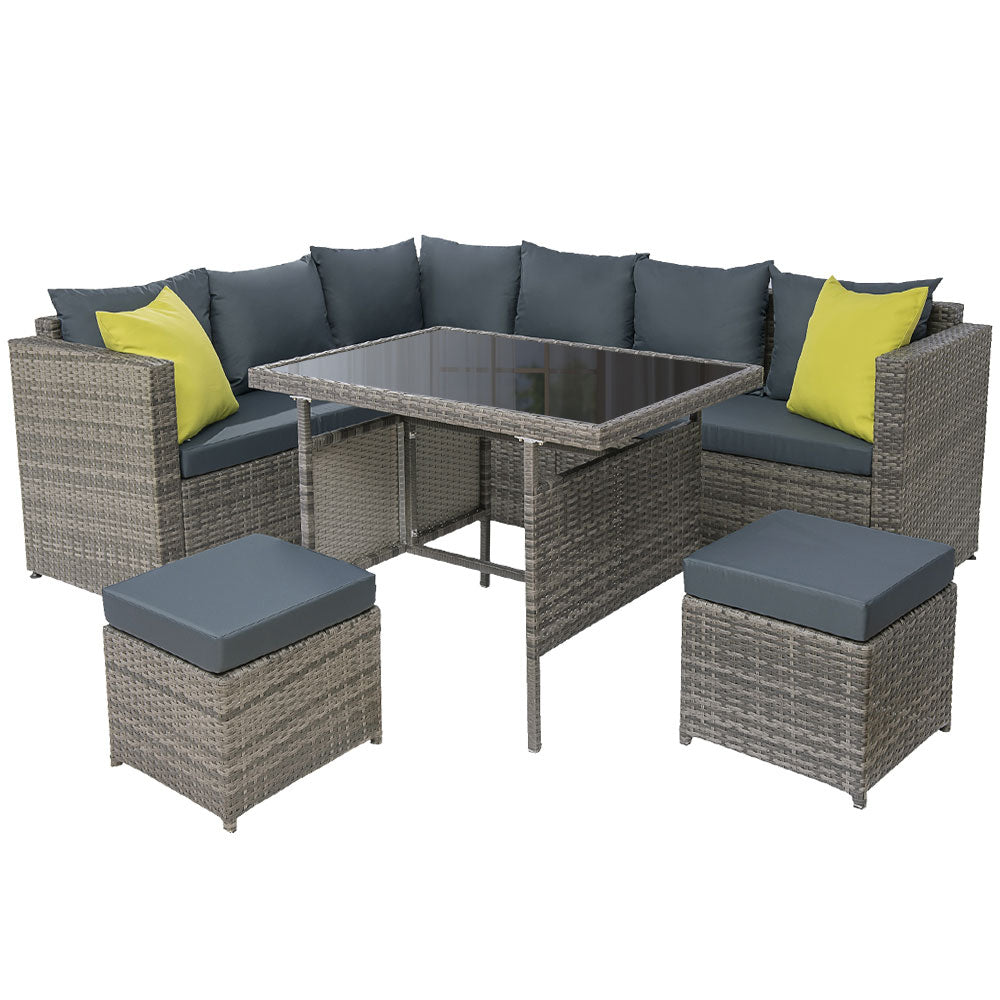Gardeon Outdoor Sofa Dining Set - Grey