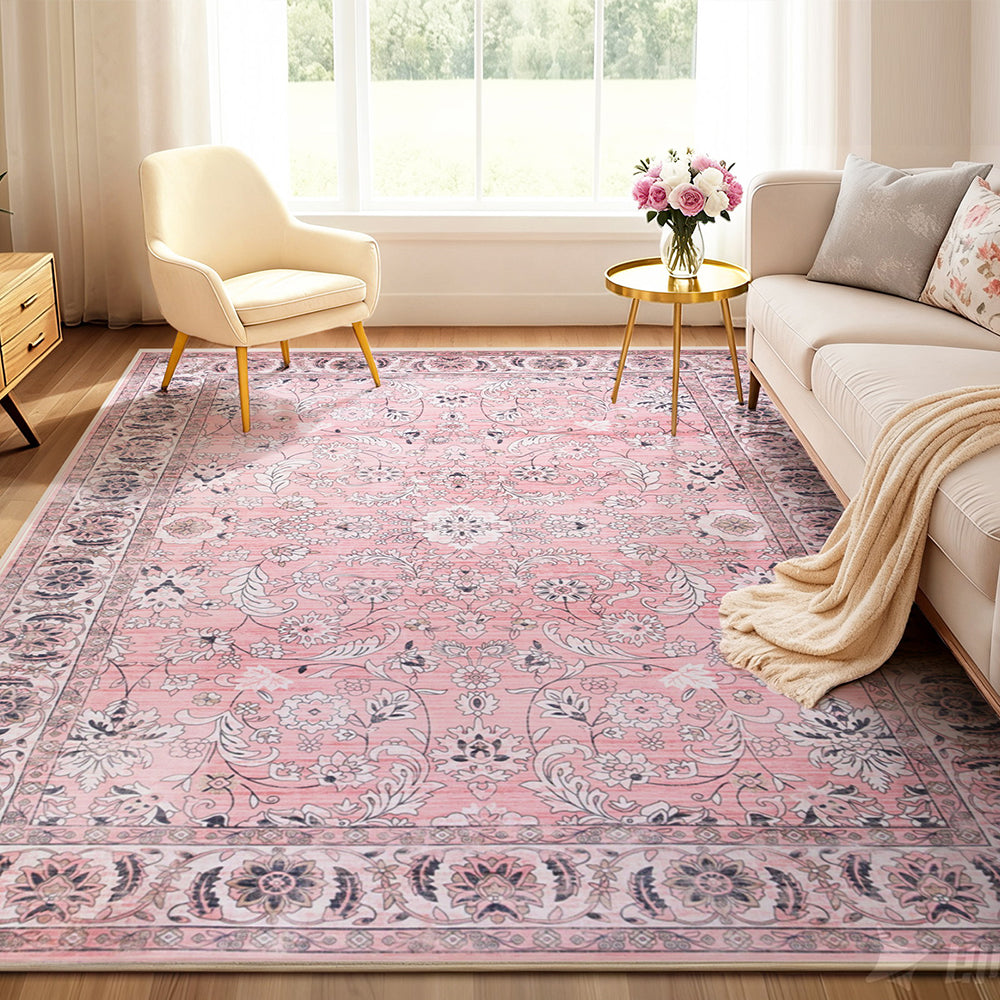 KORAL Vintage Floral Washable Rug - 240 x 340cm