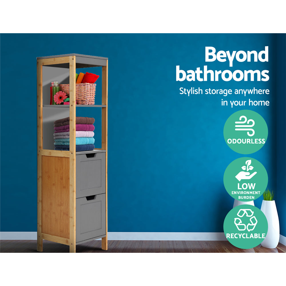 Artiss Bathroom Cabinet, 115cm - Bamboo