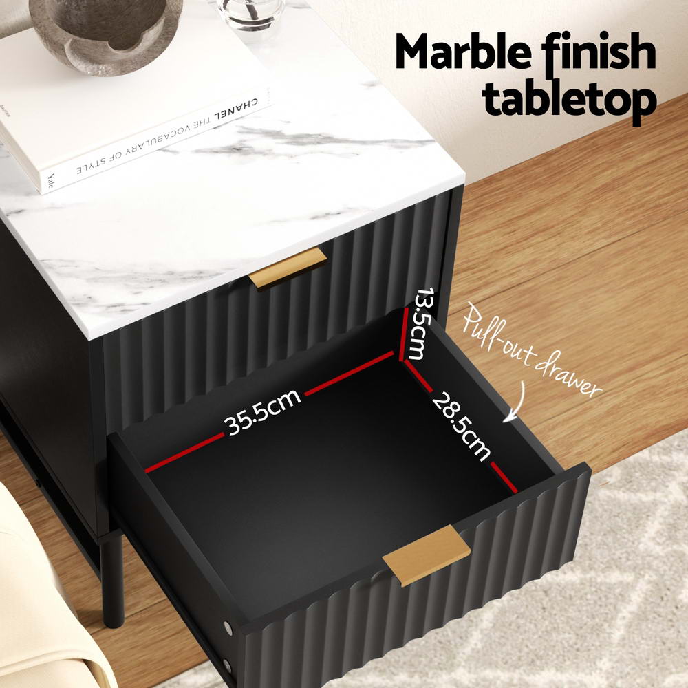 Artiss Bedside Table x 2 - Black