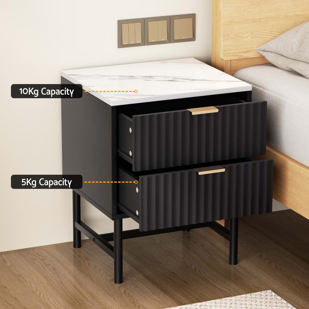 Artiss Bedside Table x 2 - Black