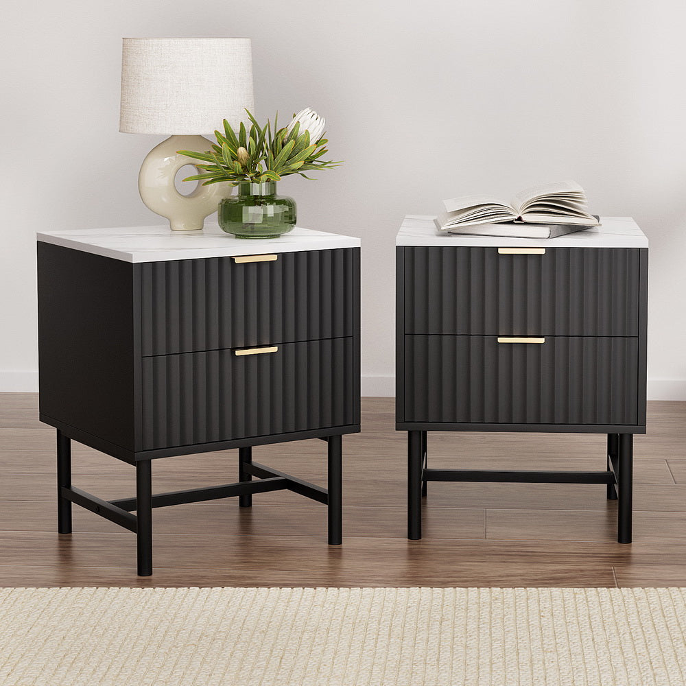 Artiss Bedside Table x 2 - Black