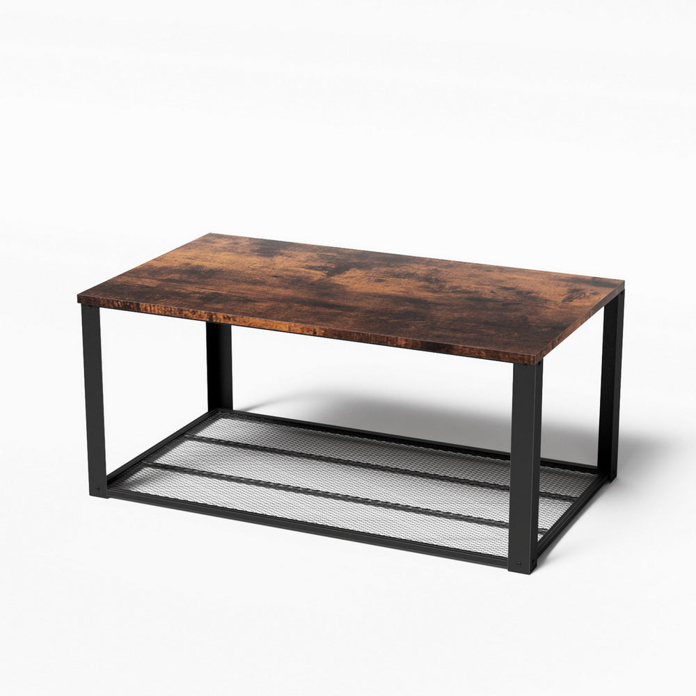 Artiss 2-Tier Coffee Table - Rustic Brown