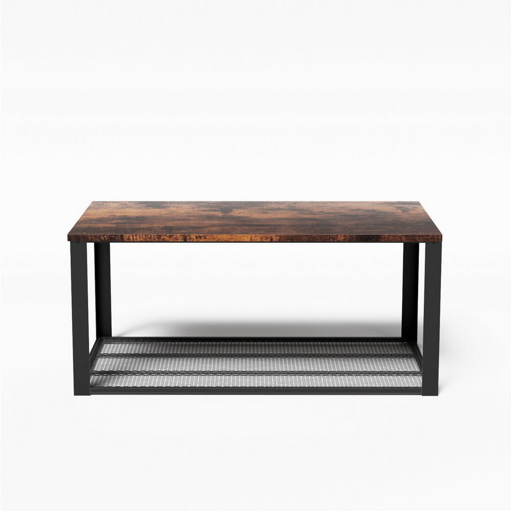 Artiss 2-Tier Coffee Table - Rustic Brown