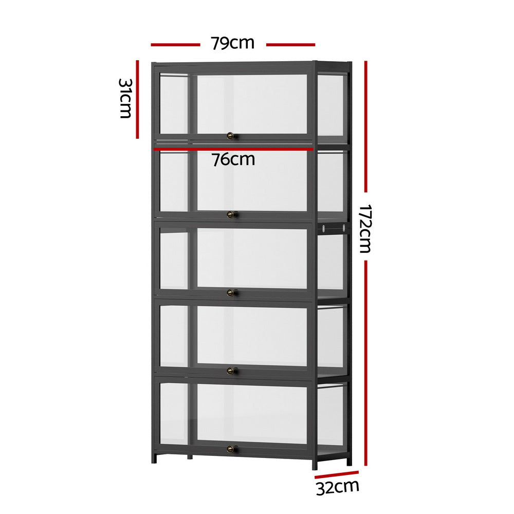 Artiss 5-Tier Display Cabinet - Black