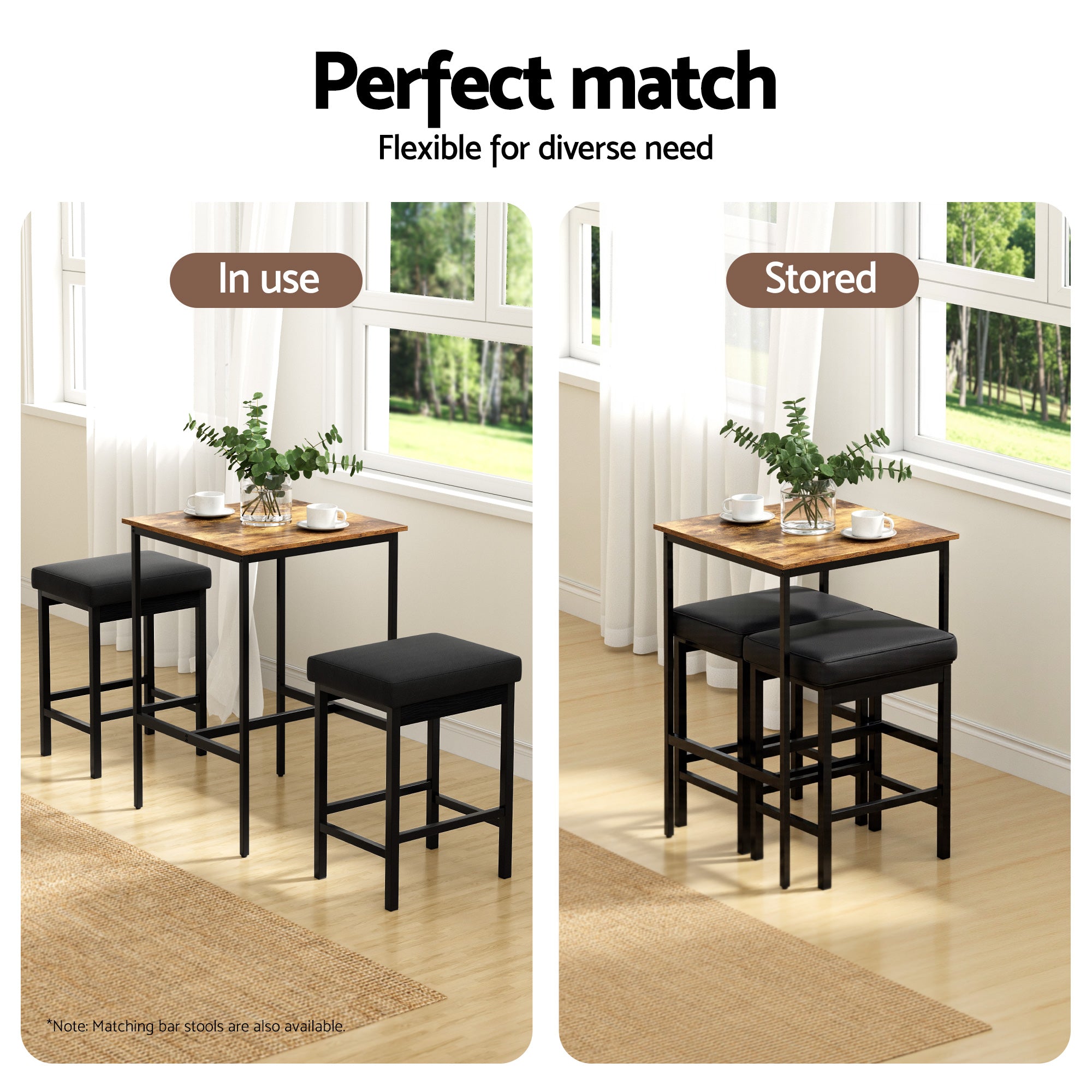 Artiss Bar Table Counter Kitchen Dining Desk Pub 60x92cm Vintage Metal Walnut