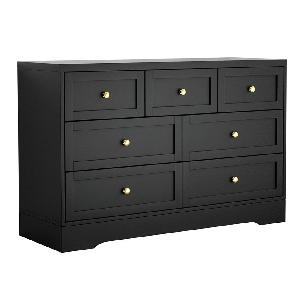 Artiss 7 Drawer Dresser - Black